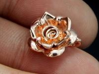 KZ-007 24K rose gold vermeil thai karen hill tribe handmade silver 2 wild rose charm