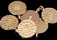 KZ-236 Thai karen hill tribe handmade silver 2 rose gold vermeil medium hammered om sign disc charm