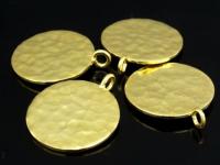 KG-353 24K gold vermeil thai karen hill tribe handmade silver 1 both side hammered round disc charm