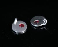 8KH-114thai karen hill tribe silver 1 round disc charm open jump ring with swarovski crystal birthstone(Jan:Siam ruby)