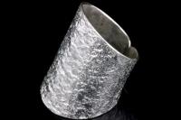 KY-018 Thai karen hill tribe handmade silver long rough stone texture ring