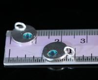 8KH-125 thai karen hill tribe silver 1 round disc charm open jump ring with swarovski crystal birthstone(Dec:Blue Zircon)
