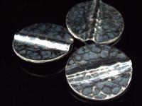 8KH-032 Thai karen hill tribe handmade silver 2 black&white hammered round disc bead