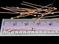 KZ-110 24K Rose gold vermeil thai karen hill tribe handmade silver 20 round ball headpin 30mm.(24ga.wire)