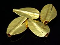 KG-386 24K Gold vermeil 2 thai karen hill tribes silver hammered twist leaf bead