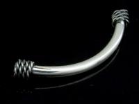 KS-054 Thai karen hill tribe handmade silver 1 black fancy curved tube bead