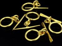 KG-453 24K gold vermeil Karen hill tribe handmade silver 2 hammered flat round toggle