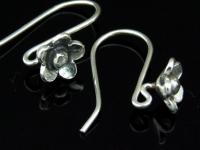 6KH-012 Thai karen hill tribe hanamade silver black & black piar wild flower earring 