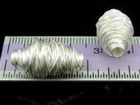 KS-047 Thai karen hill tribe handmade silver 1 wire wrap bicone bead 