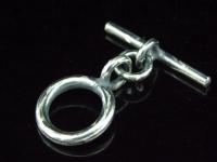 8KH-026 Thai karen hill tribe handmade silver 5 black&white plain round toggle