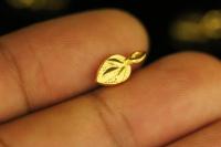 KG-604 24K gold vermeil 6 thai karen hill tribes handmade silver fancy leaf charm