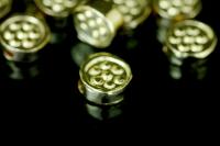 KG-623 Thai karen hill tribe silver 4 gold vermeil flower print cylinder round shaped bead