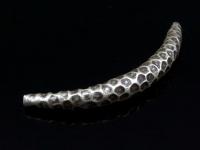 KS-002 Thai karen hill tribe handmade silver 1 hammered curved tube bead 