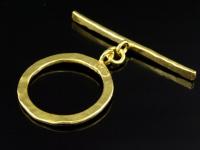 KG-252 24K gold vermeil Karen hill tribe handmade silver 1 hammered bar toggle