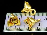 KG-183 24K gold vermeil 2 thai karen hill tribes handmade silver wild rose charm 