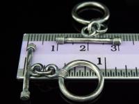 8KH-028 Thai karen hill tribe handmade silver 3 black&white plain round toggle