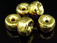 KG-334 24k gold vermeil thai karen hill tribe handmade silver 2 Hammered wheel shape bead