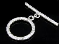 KR-046 Thai karen hill tribe handmade silver 1 nick round toggle