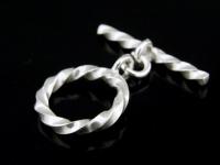 KR-001 Thai karen hill tribe handmade silver 2 twist bar toggle