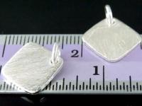 7KH-035 Thai karen hill tribe handmade silver 2 brush square disc charm