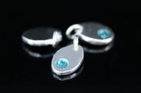 8KH-137 thai karen hill tribe silver 1 pebble charm open jump ring with swarovski crystal birthstone(Dec:Blue Zircon)