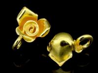 KG-051 24K gold vermeil Karen hill tribe handmade silver 3 small wild rose charm