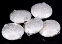 KF-018 Thai karen hill tribe silver 2 hammered round puffy bead