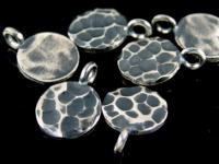 8KH-009 Thai karen hill tribe handmade silver 6 black&white hammered round disc charm