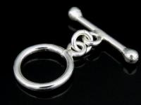 KR-040 Thai karen hill tribe handmade silver 2 dot end plain round bar toggle 