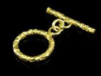 KG-323 24K gold vermeil thai karen hill tribe handmade silver 2 sharp hammered round toggle