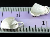 7KH-029 Thai karen hill tribe handmade silver 3 brush curved heart diecut charm