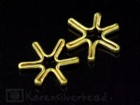 KG-016 24K gold vermeil 10 thai karen hill tribes handmade silver  Snow flake shape bead