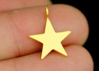 KG-544 Thai karen hil tribes silver 4 gold vermeil medium die cut star shape charm 14.0 mm