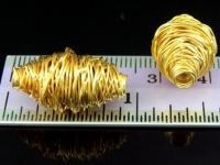 KG-255 24K gold vermeil Karen hill tribe handmade silver 1 wire wrap bicone bead