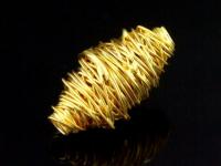 KG-255 24K gold vermeil Karen hill tribe handmade silver 1 wire wrap bicone bead