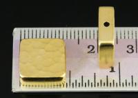 KG-569 Thai karen hill tribe silver 2 gold vermeil hammered cylinder square shaped bead