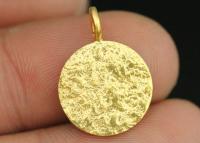 KG-552 Thai karen hill tribe silver 2 gold vermeil large rough stone texture charm 