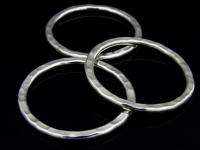 KA-065 Thai karen hill tribe handmade silver 1 hammered large hoop