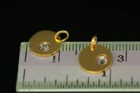 KG-584 thai karen hill tribe silver 1 gold vermeil round disc charm open jump ring with swarovski crystal birthstone(Jun:Light Amethyst)