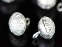 KF-019 thai karen hill tribe handmade silver 1 swirl round puffy charm