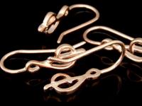 KZ-211 Thai karen hill tribes handmade 24K rose gold vermeil over silver pair G clef earring hook 