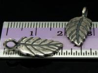 8KH-037 Thai Karen hill tribe Silver 3 black&white Leaf print charm