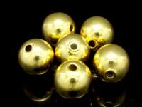 KG-083 24K gold vermeil Karen hill tribe handmade silver 2 smooth shiny round ball bead