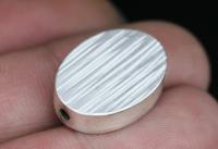 KV-011 Thai karen hill tribe handmade silver 1 line hammered scratch cylinder oval shaped bead