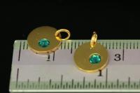 KG-590 thai karen hill tribe silver 1 gold vermeil round disc charm open jump ring with swarovski crystal birthstone(Dec:Blue Zircon)