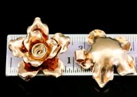 KZ-243 thai karen hill tribe handmade silver 1 rose gold vermeil large wild rose charm