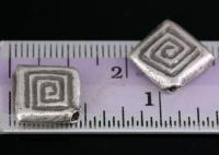 KH-006 Thai karen hill tribes silver 2 line printed square bead