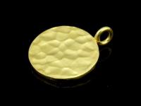 KG-411 24K gold vermeil Karen hill tribe handmade silver 2 hammered round disc charm (double face)
