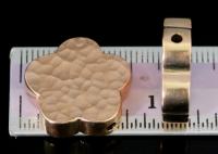 KZ-223 Thai karen hill tribe silver 2 rose gold vermeil hammered cylinder flower shaped bead
