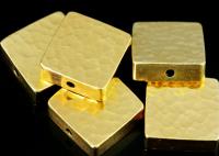 KG-564 Thai karen hill tribe silver 1 gold vermeil hammered cylinder square shaped bead